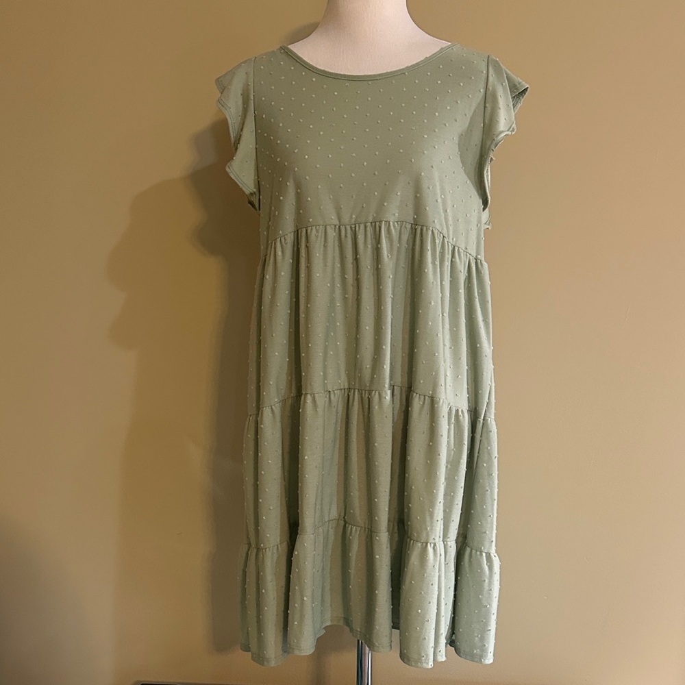 Elegant Green Tiered Dress